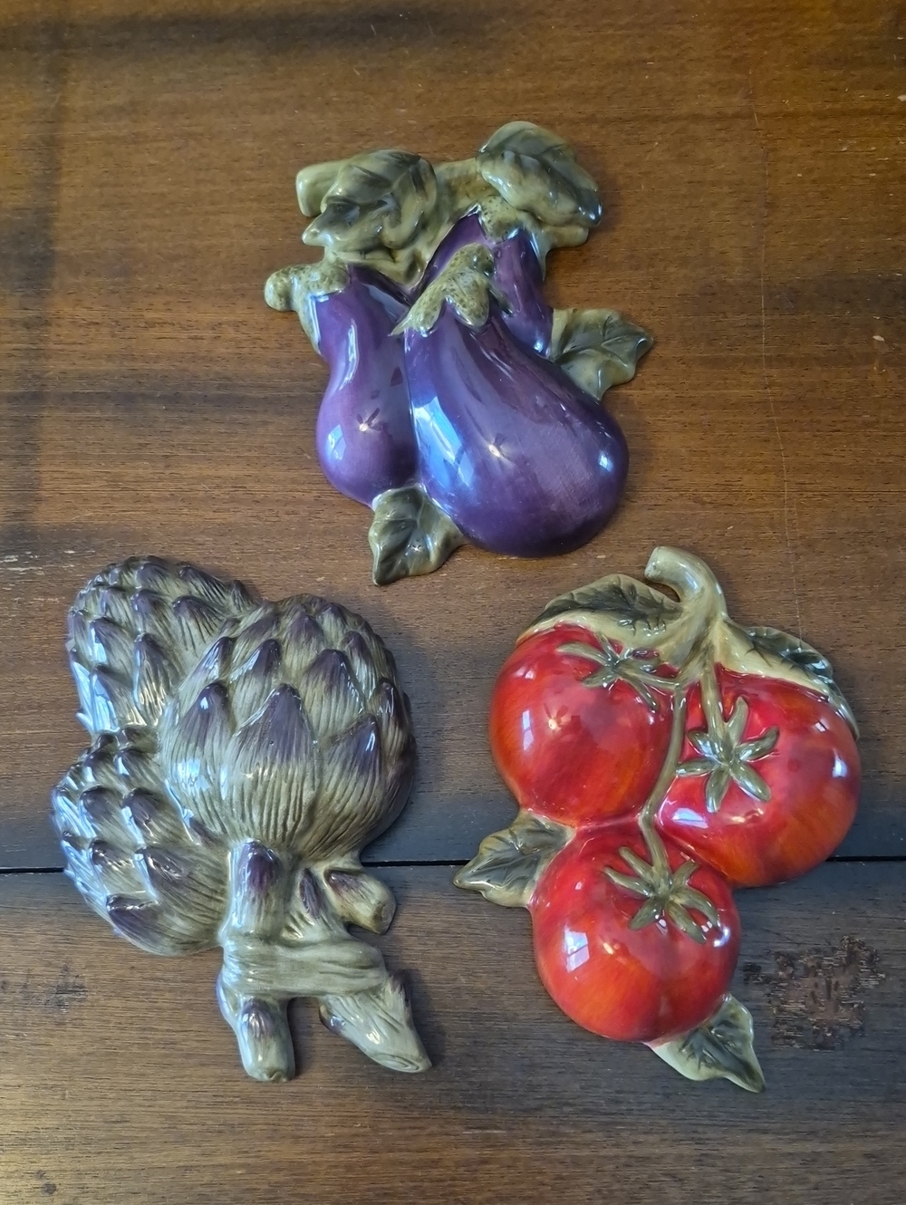 Home Interior Porcelain Vegatable Wall Decor Tomato Artichoke Eggplant Farmhouse